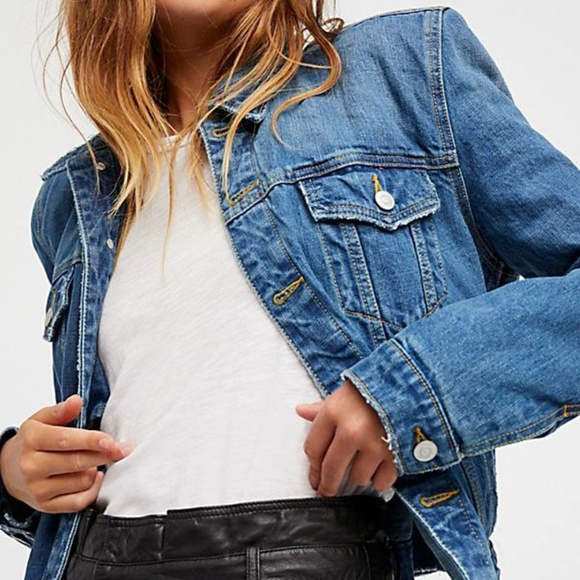 Free People Jackets & Blazers - NWOT Free People Strong Shoulder Denim Jacket